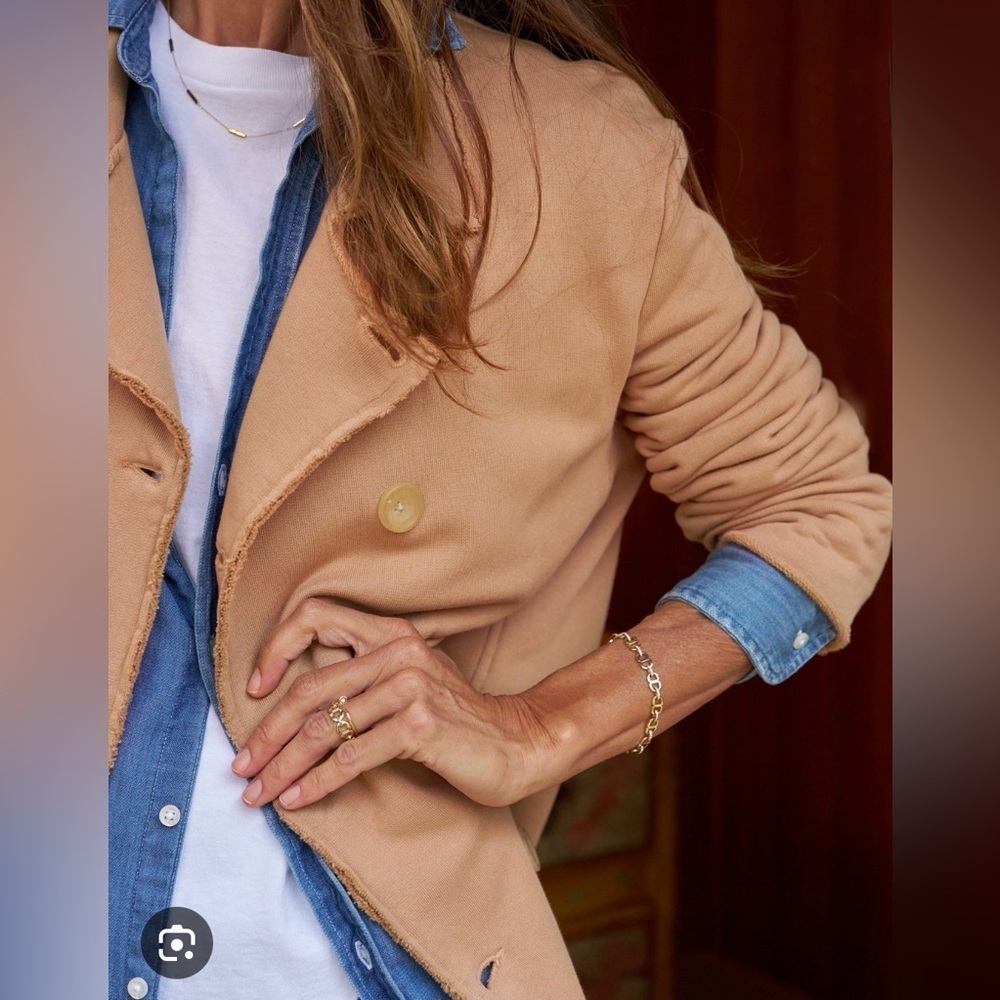 Frank & Eileen Belfast Sweatshirt Trench Coat in Camel Tan Womens Large - Picture 5 of 12